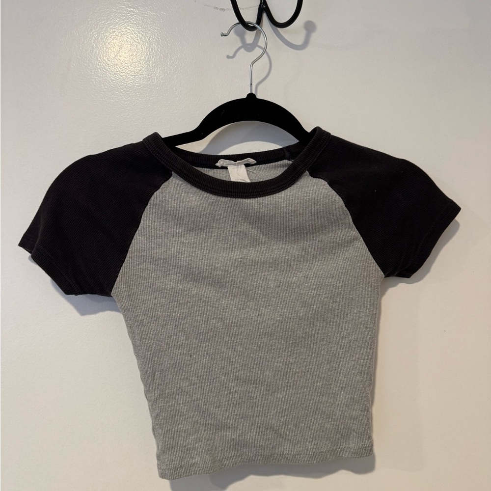 Gray and Black Raglan T-Shirt